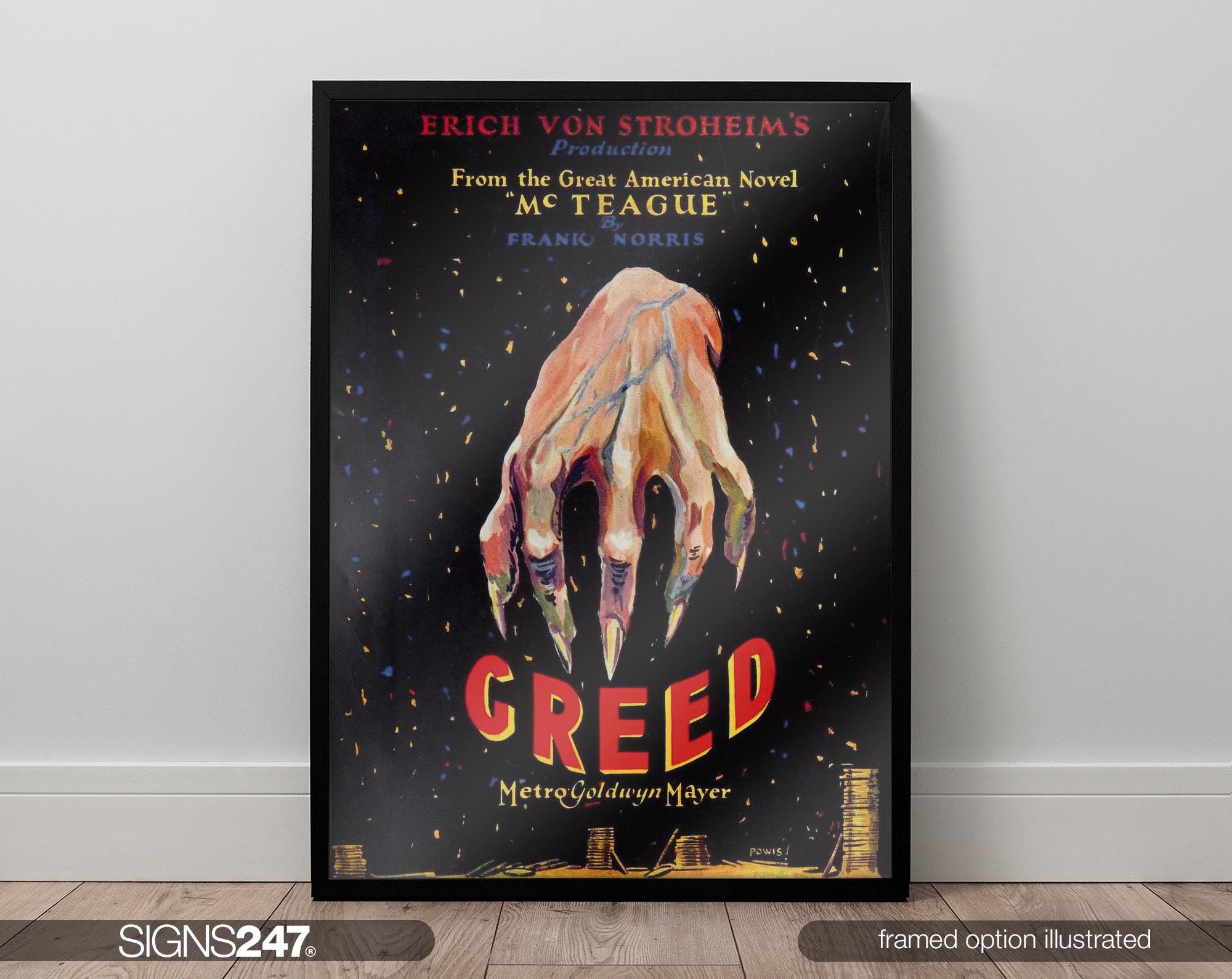Greed Movie Poster | Erich Von Stroheims | Mcteague | Frank Norris