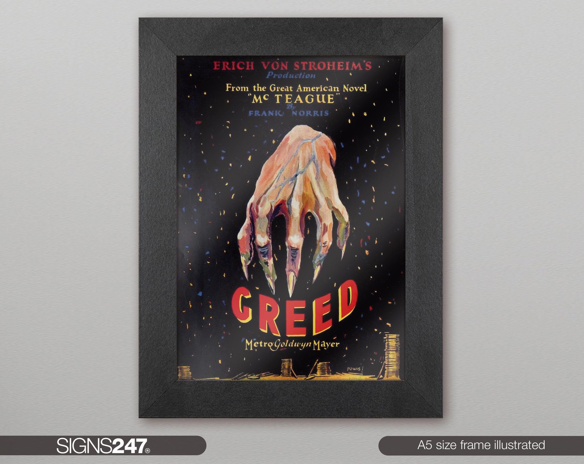 Greed Movie Poster | Erich Von Stroheims | Mcteague | Frank Norris