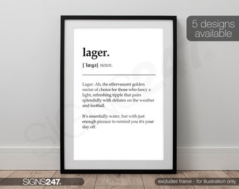 Lager Poster | Lager Quote Definition Poster | Printed Poster | Funny | Poster Prints | Wall Art | Home Decor | A0 A1 A2 A3 A4 A5