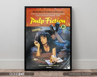 Pulp Fiction Poster | Pulp Fiction Print | Quentin Tarantino | Reproduction Movie Poster | Home Decor | A0 A1 A2 A3 A4 A5