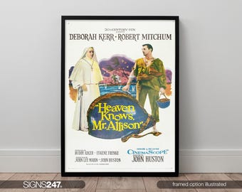 Heaven Knows Mr. Allison Poster | Deborah Kerr | Robert Mitchum | 1957 | Movie Poster | Movie Prints For Cinema Rooms | A0 A1 A2 A3 A4 A5