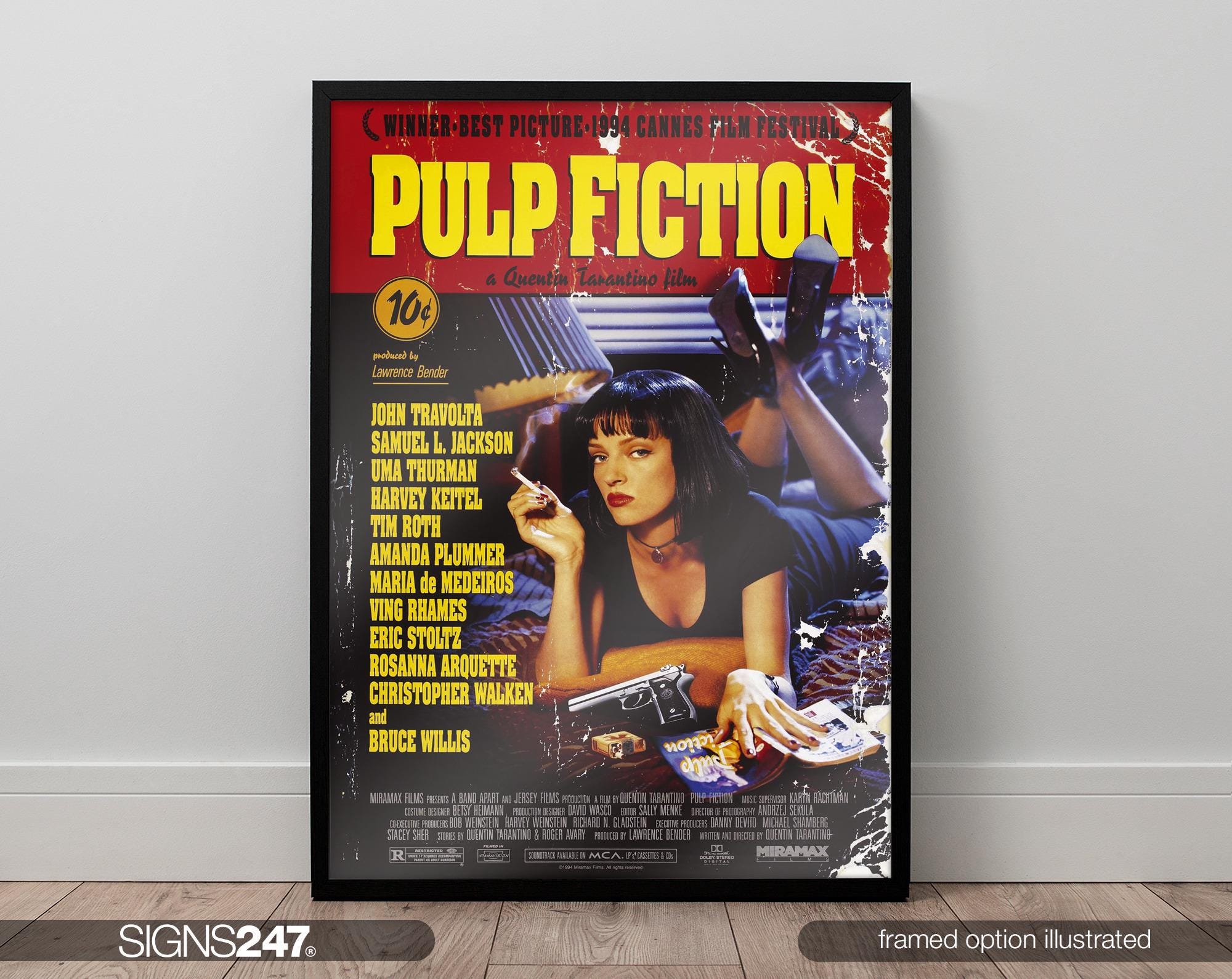 【当時物】90s PULP FICTION ORIGINAL POSTER PULP FICTION Original Movie Poster 1994 Recalled Lucky