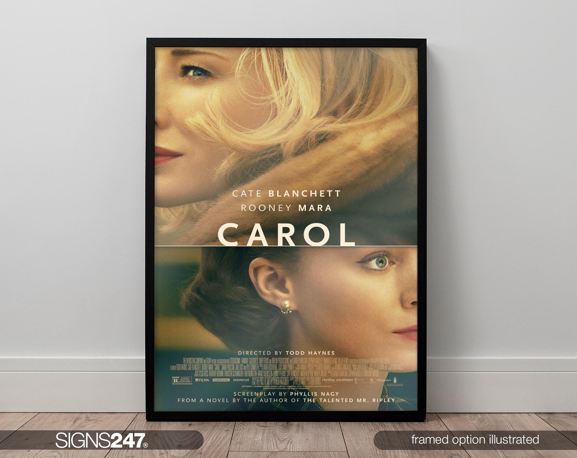 Carol Movie Poster | Cate Blanchett | Rooney Mara | 2015 | Movie Prints For Cinema Rooms | Wall Art | Home Decor | A0 A1 A2 A3 A4 A5