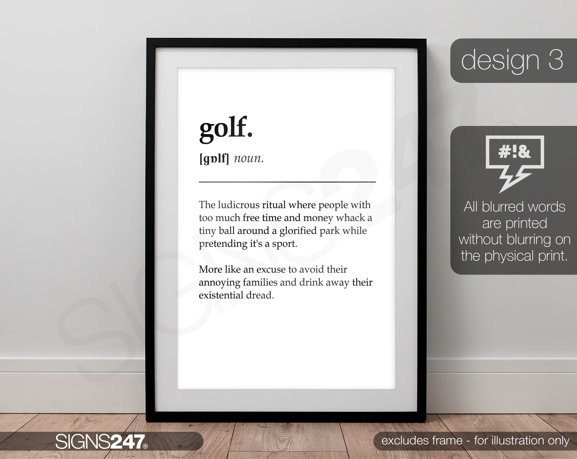Golf Card Rude Golf Poster | RUDE | Golf Quote Definition Poster | Printed Poster ...