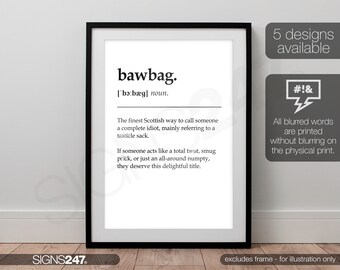Bawbag Poster / RUDE / Bawbag Citazione Definizione Poster / Poster stampato / Divertente / Stampe su poster / Arte della parete / Citazione del dizionario / Tutte le dimensioni