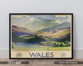 affiche vintage de campagne de voyage au Pays de Galles | Art mural | Décoration d'intérieur | A3 A4 A5