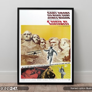 Alfred Hitchcock North By Northwest Poster | Movie Poster | Movie Prints For Cinema Rooms | Wall Art | Home Decor | A0 A1 A2 A3 A4 A5