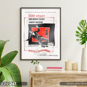 Alfred Hitchcock North By Northwest Cary Grant Movie Film Reproduction Poster/Print 280GSM Satin Photo Paper Movie Poster