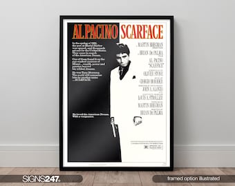 Scarface Poster | Movie Poster | Movie Prints For Cinema Rooms | Wall Art | Home Decor | A0 A1 A2 A3 A4 A5
