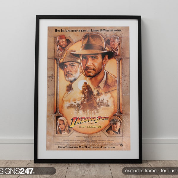 Indiana Jones And The Last Crusade Harrison Ford Movie Poster | Movie Prints For Cinema Rooms | Wall Art | Home Decor | A0 A1 A2 A3 A4 A5