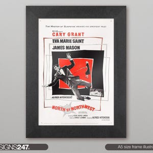 Alfred Hitchcock North By Northwest Cary Grant Movie Film Reproduction Poster/Print 280GSM Satin Photo Paper Movie Poster