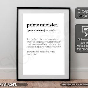 Prime Minister Poster | RUDE | Prime Minister Quote Definition Poster | Printed Poster | Funny | Poster Prints | Poster Print | All Sizes