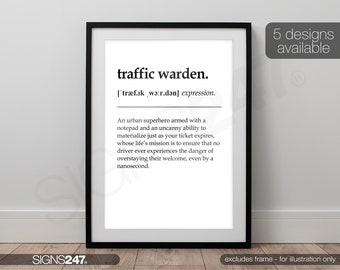 Cartel de Traffic Warden / Cartel de definición de cita de Traffic Warden / Cartel impreso / Divertido / Impresiones de carteles / Arte de pared / Decoración del hogar / Todos los tamaños