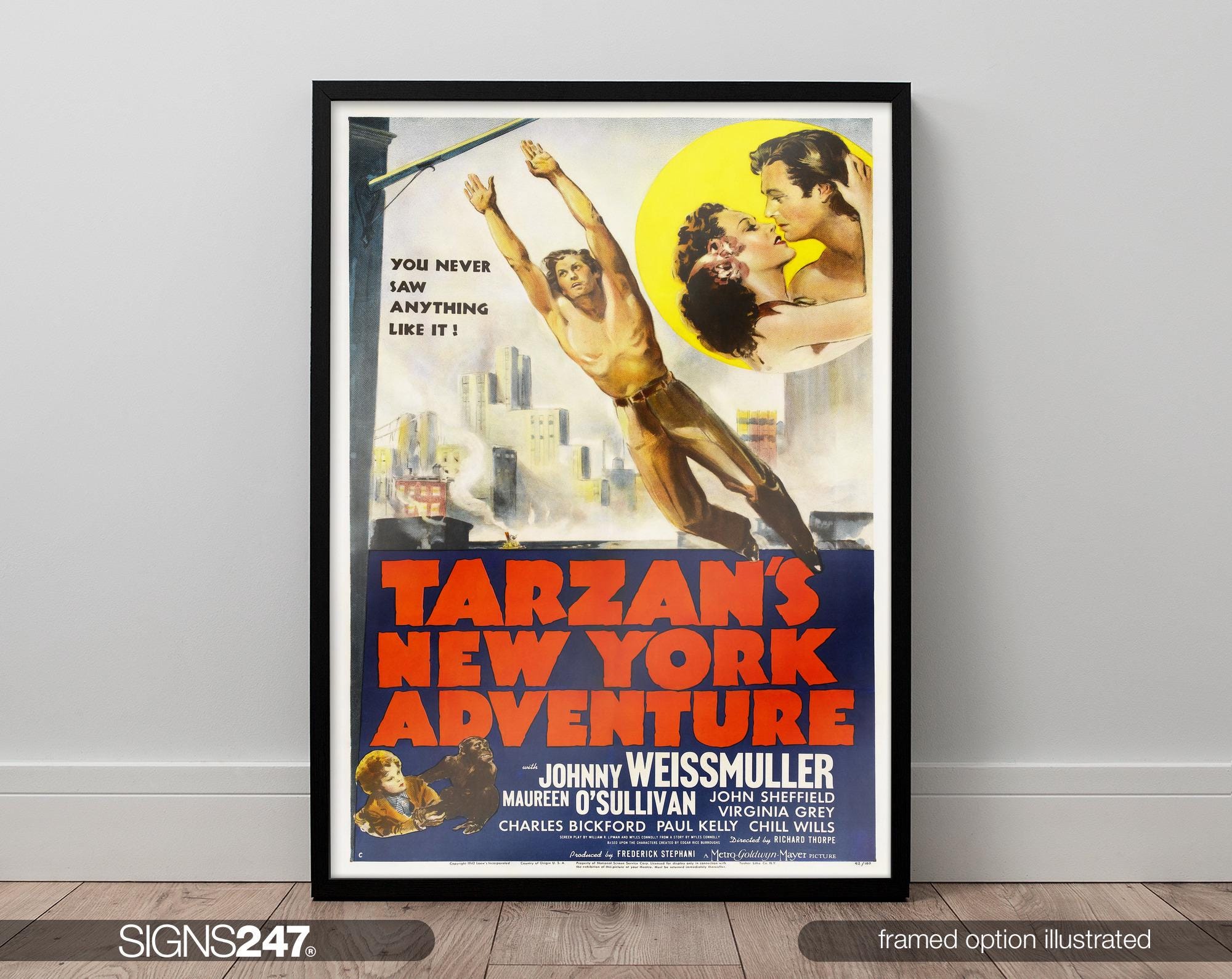 Tarzan's New York Adventure Poster Johnny Weissmuller Maureen
