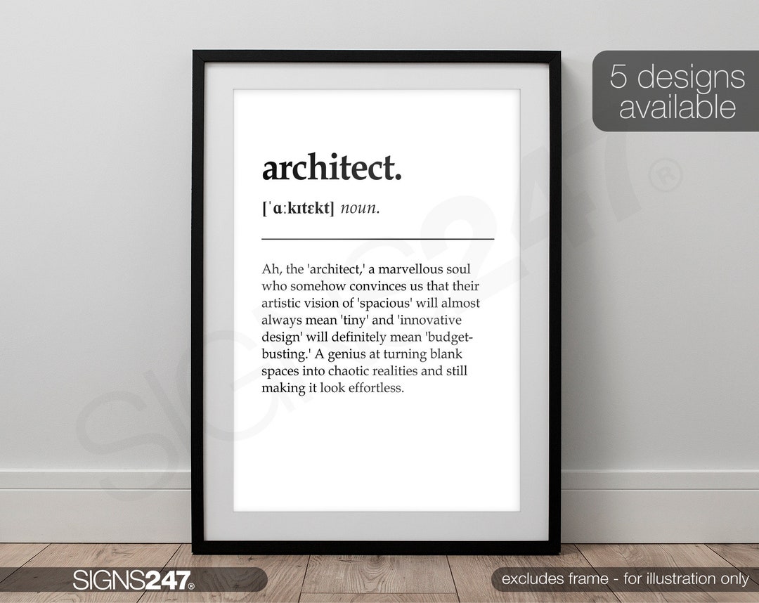 Architect Poster | Architect Quote Definition Poster | Printed Poster ...