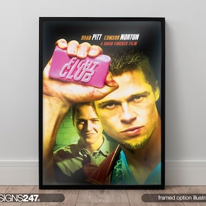 Fight Club Brad Pitt Edward Norton Poster | Movie Poster | Movie Prints For Cinema Rooms | Wall Art | Home Decor | A0 A1 A2 A3 A4 A5