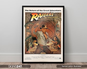 Indiana Jones Raiders Of The Lost Ark Harrison Ford Movie Poster | Movie Prints For Cinema Rooms | Wall Art | Home Decor | A0 A1 A2 A3 A4 A5