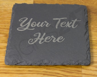Slate Coasters | Personalised | Laser Engraved | Great Gift for Him, Her, Family, Husband, Wife, Partners | Round Coasters | Square Coasters
