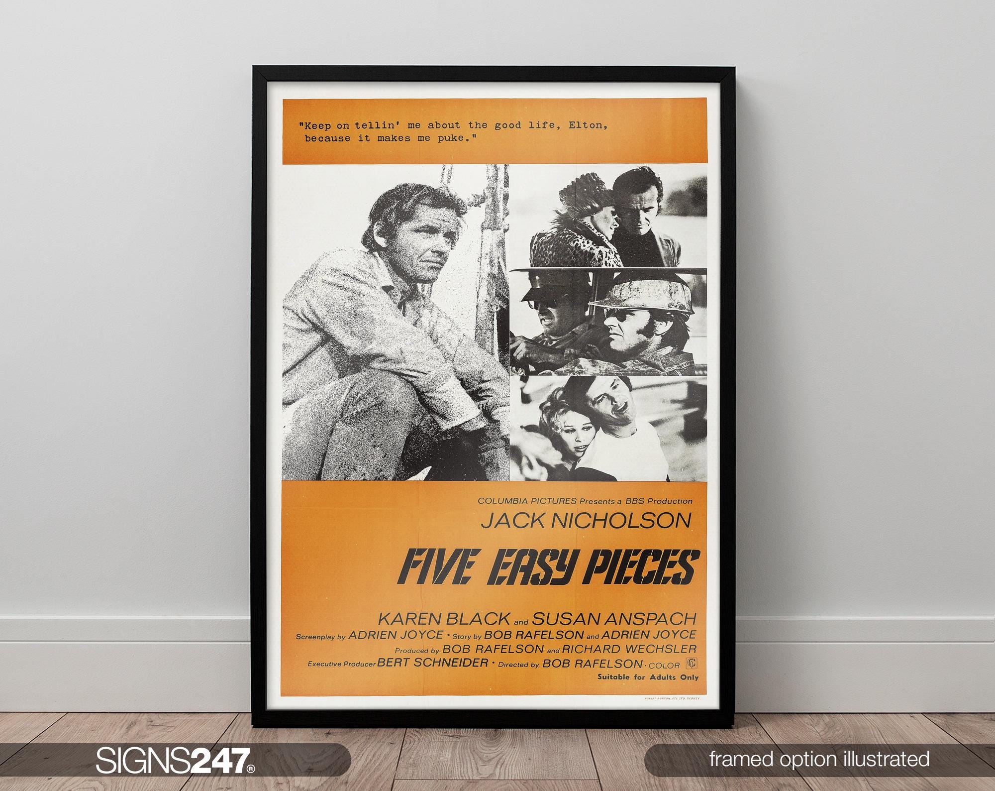 Five Easy Pieces Movie Poster | Jack Nicholson | Karen Black