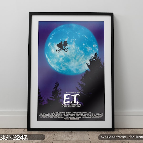 ET Extra Terrestrial Steven Spielberg Poster | Movie Poster | Movie Prints For Cinema Rooms | Wall Art | Home Decor | A0 A1 A2 A3 A4 A5