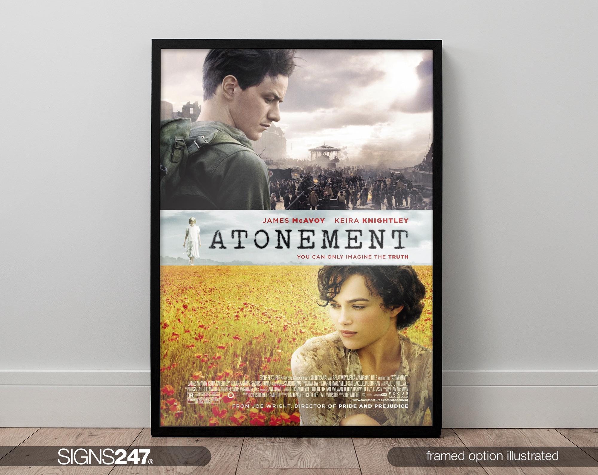 Atonement Movie Poster | James Mcavoy | Keira Knightley | Romola Garai |  2007 | Movie Prints for Cinema Rooms | Wall Art | A0 A1 A2 A3 A4 A5 - Etsy, image size:2000x1589