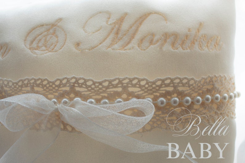 Customised Wedding Ring Pillow Cream Wedding Ring Cushion Personalised Ring Bearer Pillow