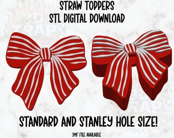 Striped Bow Straw Topper - 3D Print STL File