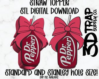 Trendy Drink Pink Bow  Straw Topper –  3MF |STL File (Digital Download)