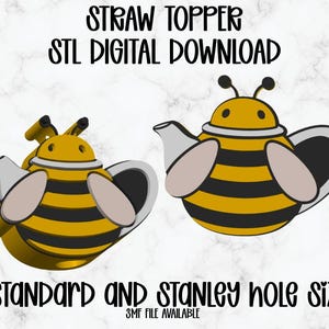Trendy Tea Pot Bea  Straw Topper –  3MF |STL File (Digital Download)