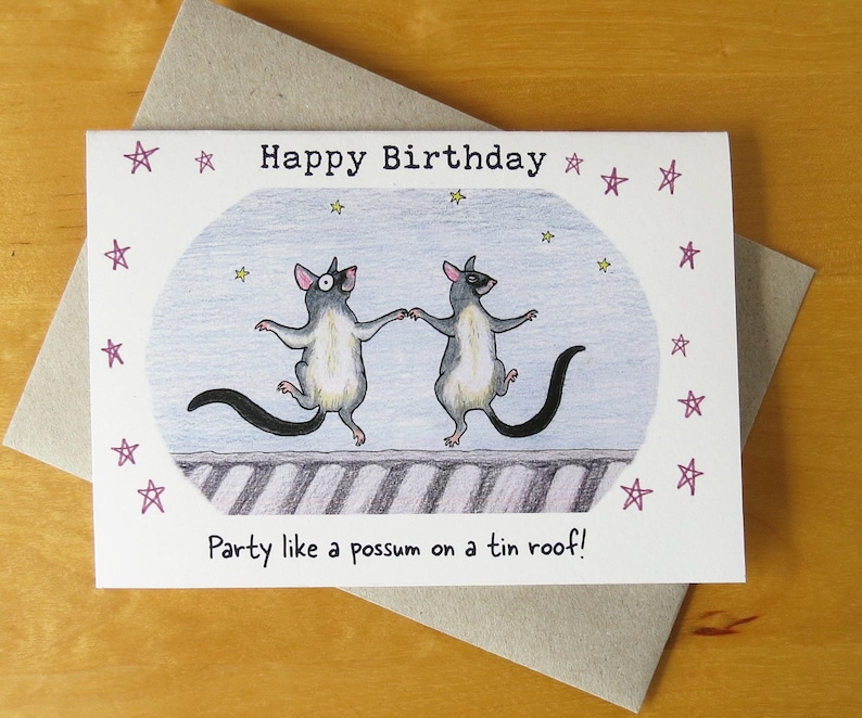 Happy Birthday possums dancing card brushtail possum animal Etsy