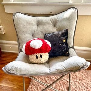 Mario Mushroom Crochet Pattern Crochet Mushroom Pillow, Mushroom Plush Toadstool Crochet Pattern Mario Decor, Super Mario Gift image 5