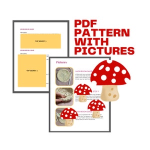 Mario Mushroom Crochet Pattern Crochet Mushroom Pillow, Mushroom Plush Toadstool Crochet Pattern Mario Decor, Super Mario Gift image 4