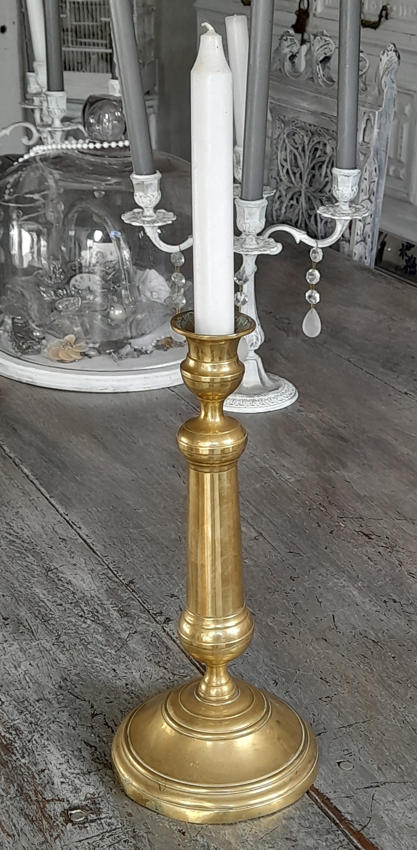LARGE BRASS CANDLE HOLDER