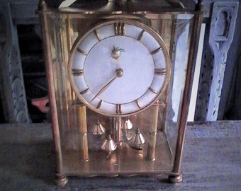 Old Table Pendule 400 Days // KOMA // Complete // 1950 // Laiton // Glass //