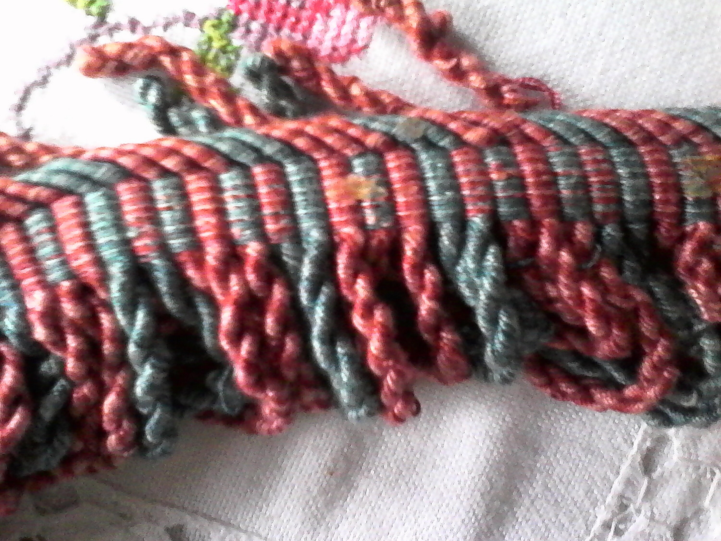 Passementerie // Franges Bleu Vieux Rose //Coton