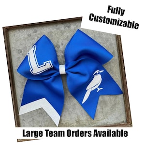 Personalized School Spirit Bow: Custom Mascot & Colors, Black Hair Tie, Cheer, Dance Game Day, Competition, Team Orders