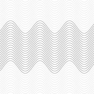 Peut inclure: Conception graphique abstraite avec des lignes ondulées grises sur fond blanc. Le design minimaliste présente un motif de vagues répétées, créant un effet de mouvement et de profondeur.