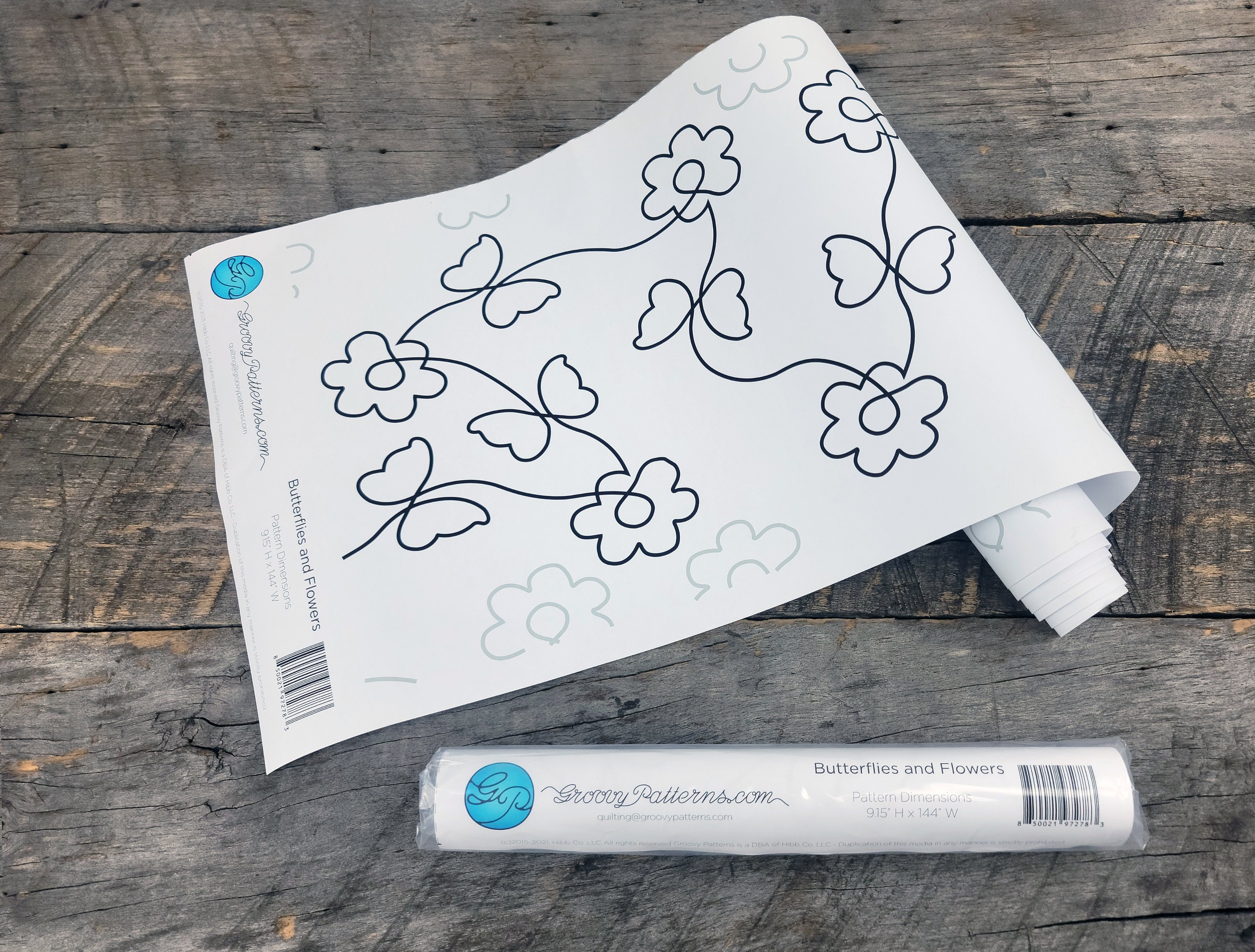 Groovy Patterns Longarm Quilting Pantograph Butterflies and Flowers