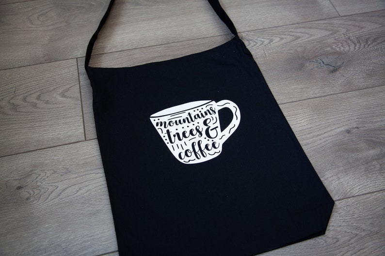 Coffee Mountain and Trees Coffee Bag Long Tote Bag Cute Gift Idea Coffee Lover Gift Coffee Mug Coffee Bag Coffee Addict