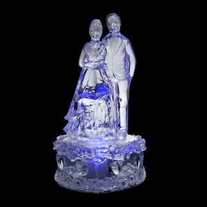 Casamento Noiva e Noivo Lâmpada LED Acrílico 5 Polegada Bolo Topper Nuestra Boda