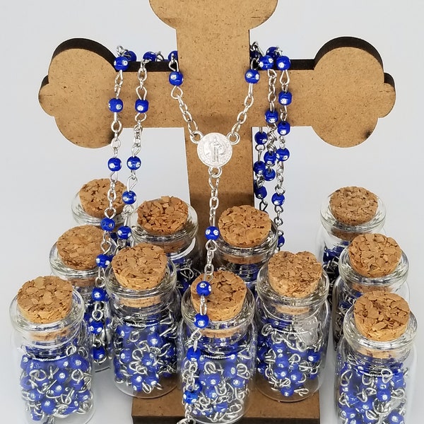 12-piece Rosary in Glass Bottle (Royal Blue)