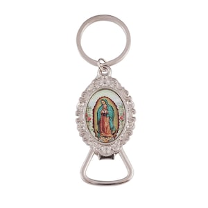 Abridor de botellas y llavero con diseño de Nuestra Señora de Guadalupe, regalo para invitados, recuerdos de bautismo, primera comunión y bautizo.