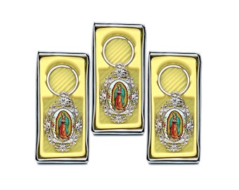 12 Pcs Our Lady of Guadalupe Lace Design Keychain Baptism Recuerdos de Bautizo First Communion Christening Favors