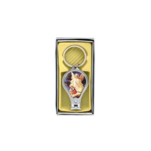 Peut inclure: Un porte-cl&eacute;s en forme de coupe-ongles en argent avec une image color&eacute;e d'un ange avec des ailes. Le porte-cl&eacute;s est dans une bo&icirc;te jaune avec un anneau de cl&eacute; en argent.