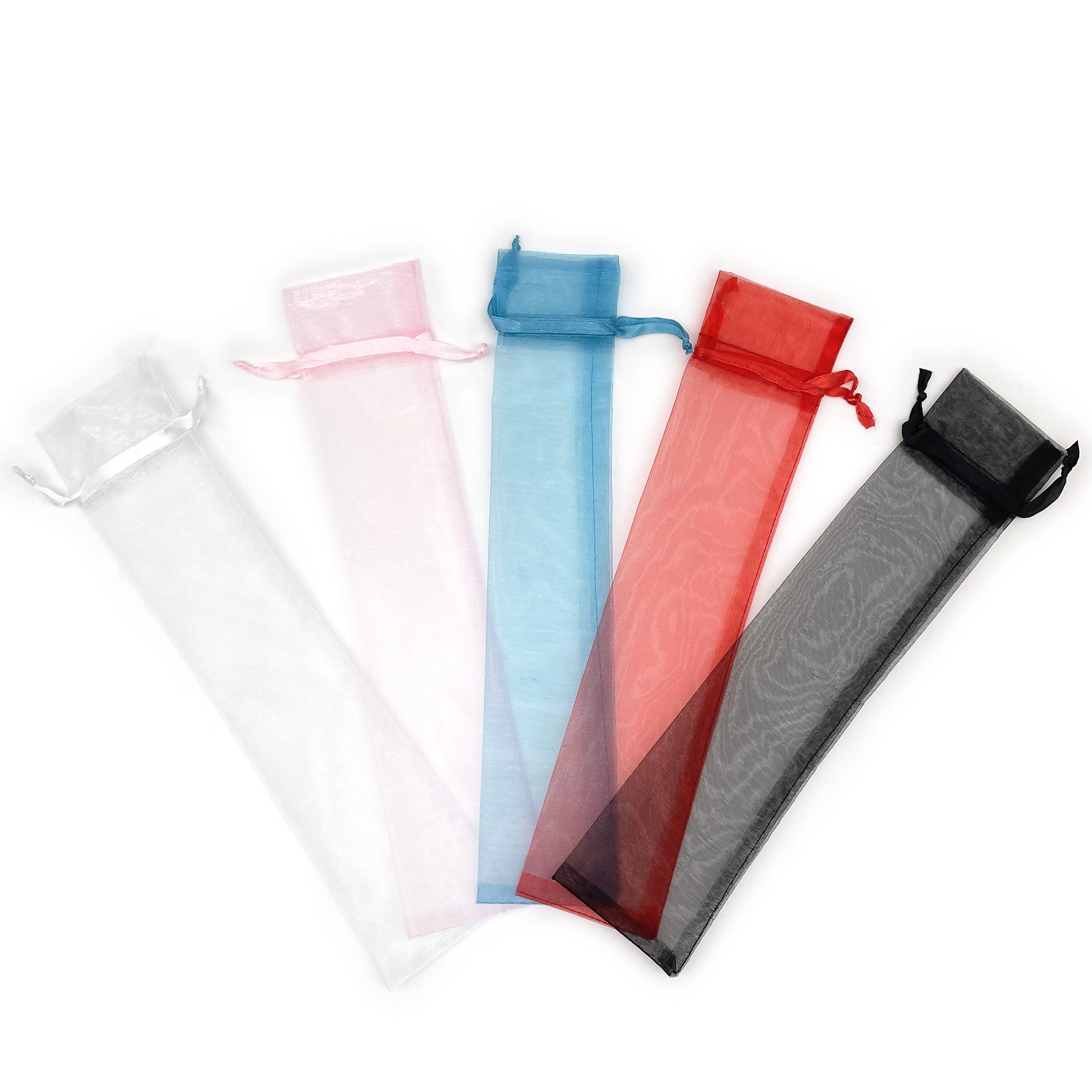 50 Organza-Beutel Für Fächer – Rot, Durchsichtig, Mit Kordelzug, Ideal Für Hochzeit & Party