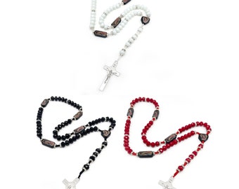 Our lady of Guadalupe Catholic Rosary Rosario crystal prayer beads with Virgin Mary Center Piece and Crucifix Baptism Religious Gifts