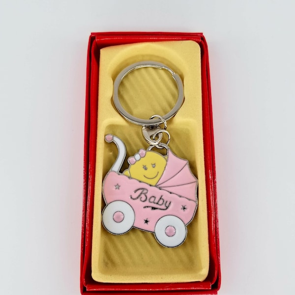 12x Baby Shower Favors Keychain Pink Girl/NIÑA Stroller Carriage Llaveros Keepsake