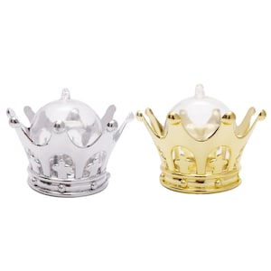 Plastic Mini Crown Cup/Table Decorations with Clear Dome Lids/Crowns Fillable Baby Shower Favors/Sweet 15 Favors/Quinceañera Favor Container