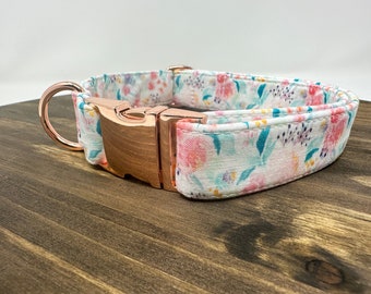 Pink dog collar, Floral Dog Collar, Girl Dog Collar, cute dog collar, Cotton dog collar, Dog collar with flower