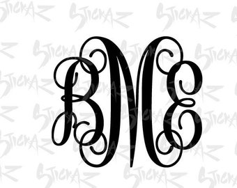 Vine Monogram Interlocking Letters, alphabet font, initials, Cutting file download SVG, EPS, DXF, png, for Silhouette Cameo or Cricut